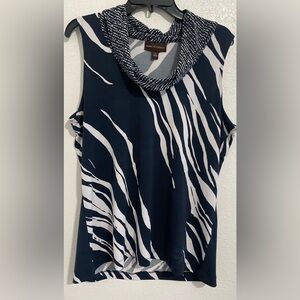 Dana Buchman Black and White Graphic Sleeveless Tank Top